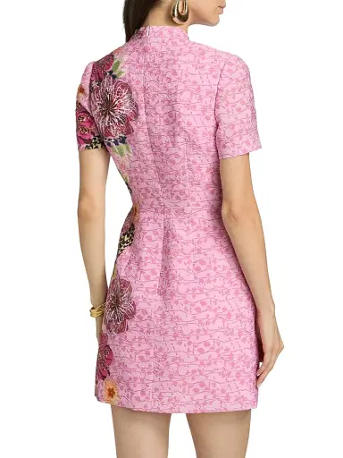 Saloni Women's Printed Draped Sheath Minidress - Bamboo Bloom Plmt | Thumbnail 5