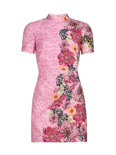 Saloni Women's Printed Draped Sheath Minidress - Bamboo Bloom Plmt | Thumbnail 1