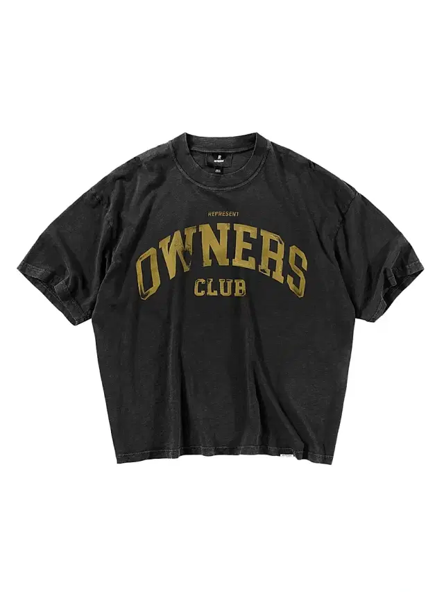 Men's Owners Cotton Crewneck Crop T-Shirt - Faded Black