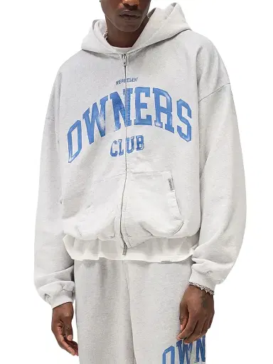 Represent Men's Owners Full-Zip Hoodie - Sprayed Ice Grey Marl - Size XXL | Thumbnail 3 Represent Men's Owners Full-Zip Hoodie - Sprayed Ice Grey Marl - Size XXL | Thumbnail 3