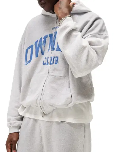 Represent Men's Owners Full-Zip Hoodie - Sprayed Ice Grey Marl - Size XXL | Thumbnail 7 Represent Men's Owners Full-Zip Hoodie - Sprayed Ice Grey Marl - Size XXL | Thumbnail 7