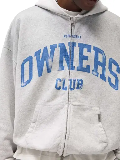 Represent Men's Owners Full-Zip Hoodie - Sprayed Ice Grey Marl - Size XXL | Thumbnail 8 Represent Men's Owners Full-Zip Hoodie - Sprayed Ice Grey Marl - Size XXL | Thumbnail 8