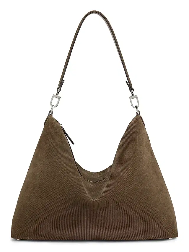 Women's Bevel Suede  Shoulder Bag - Dark Taupe