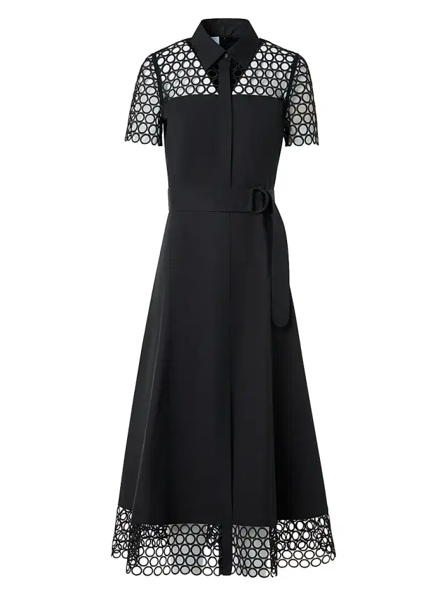 Akris punto Women's Eyelet Cotton Poplin Midi-Shirtdress - Black