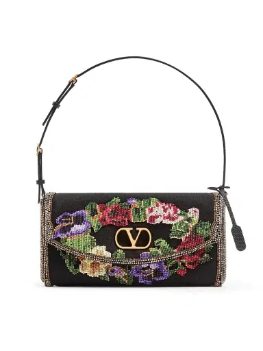 Valentino Garavani Women's Devain Embroidered Shoulder Bag - Multicolored | Thumbnail 1 Valentino Garavani Women's Devain Embroidered Shoulder Bag - Multicolored | Thumbnail 1