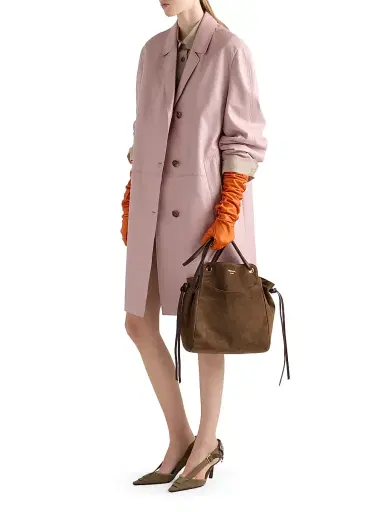 Prada Women's Carry Medium Suede Tote Bag - Brown | Thumbnail 2