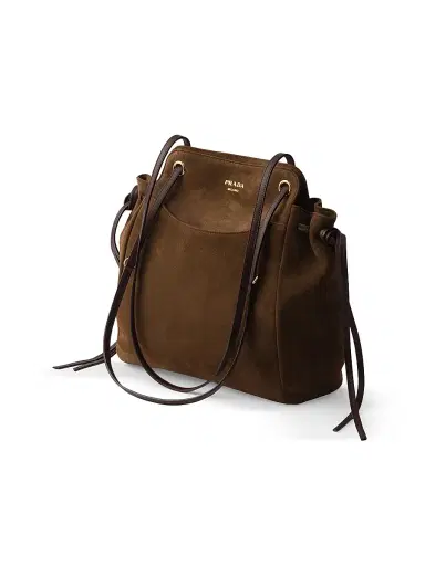 Prada Women's Carry Medium Suede Tote Bag - Brown | Thumbnail 4