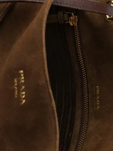 Prada Women's Carry Medium Suede Tote Bag - Brown | Thumbnail 7