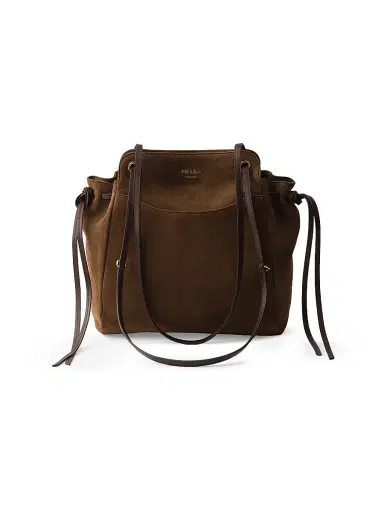 Prada Women's Carry Medium Suede Tote Bag - Brown | Thumbnail 1