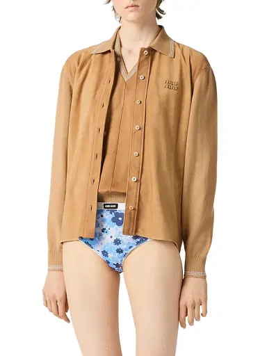 Miu Miu Women's Wool and Suede Vest | Thumbnail 2 Miu Miu Women's Wool and Suede Vest | Thumbnail 2