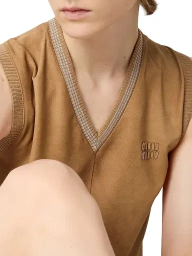 Miu Miu Women's Wool and Suede Vest | Thumbnail 5 Miu Miu Women's Wool and Suede Vest | Thumbnail 5