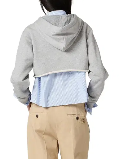 Miu Miu Women's Cropped Hoodie - Grey | Thumbnail 3