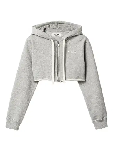 Miu Miu Women's Cropped Hoodie - Grey | Thumbnail 1