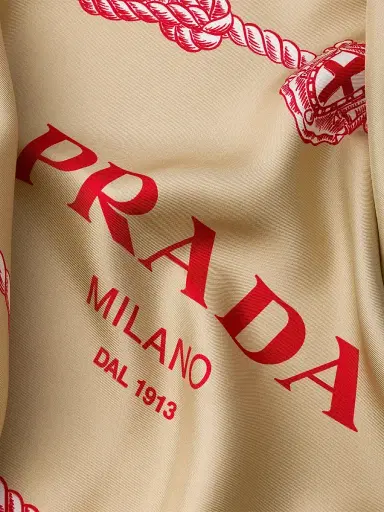 Prada Women's Printed Silk Twill Scarf - Brown | Thumbnail 3 Prada Women's Printed Silk Twill Scarf - Brown | Thumbnail 3