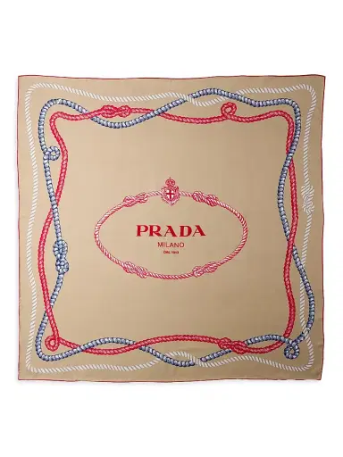 Prada Women's Printed Silk Twill Scarf - Brown | Thumbnail 1 Prada Women's Printed Silk Twill Scarf - Brown | Thumbnail 1