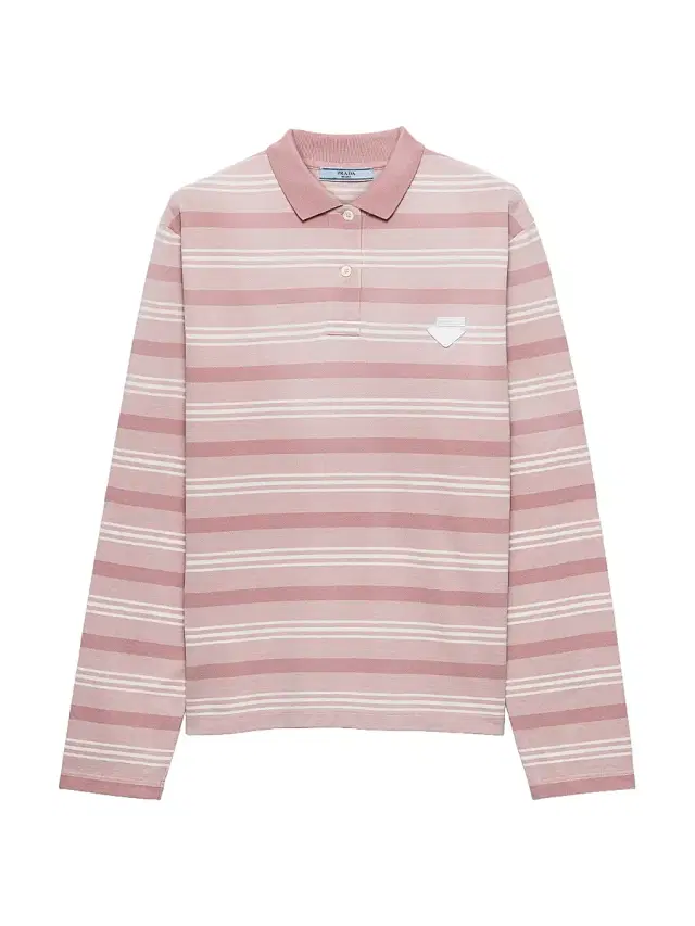 Prada Women's Long-Sleeved Striped Piqué Polo Shirt - Pink