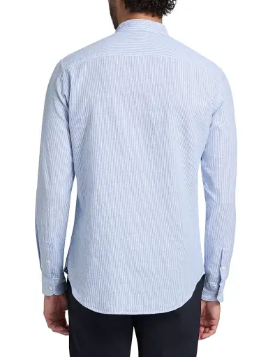 Emporio Armani Men's Pinstriped Linen-Cotton Button-Front Shirt - Light Blue Fancy - Size Large | Thumbnail 5 Emporio Armani Men's Pinstriped Linen-Cotton Button-Front Shirt - Light Blue Fancy - Size Large | Thumbnail 5