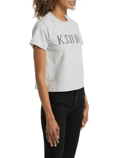 Ksubi Women's Plaid Logo Shrunken T-Shirt - Grey | Thumbnail 4 Ksubi Women's Plaid Logo Shrunken T-Shirt - Grey | Thumbnail 4