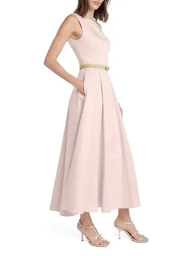 Favorite Daughter Women's Catherine Stretch-Poplin Boatneck Midi-Dress - Pale Pink - Size Small | Thumbnail 3