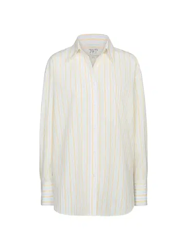 TWP Women's Big Joe Striped Cotton Shirt - Ivory Yellow Blue - Size Medium | Thumbnail 1 TWP Women's Big Joe Striped Cotton Shirt - Ivory Yellow Blue - Size Medium | Thumbnail 1