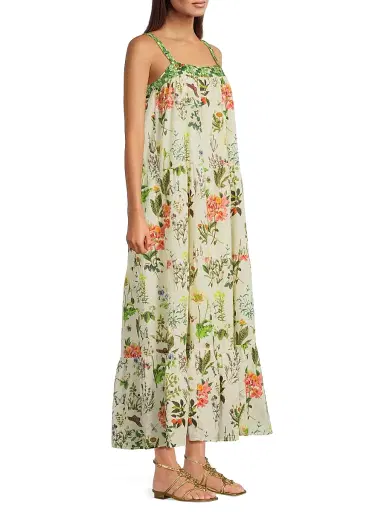 Ro's Garden Women's Natasha Embroidered Cotton Maxi Dress - Botanic Multi | Thumbnail 4