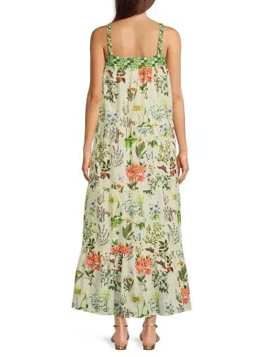 Ro's Garden Women's Natasha Embroidered Cotton Maxi Dress - Botanic Multi | Thumbnail 5