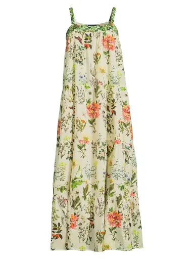 Ro's Garden Women's Natasha Embroidered Cotton Maxi Dress - Botanic Multi | Thumbnail 1