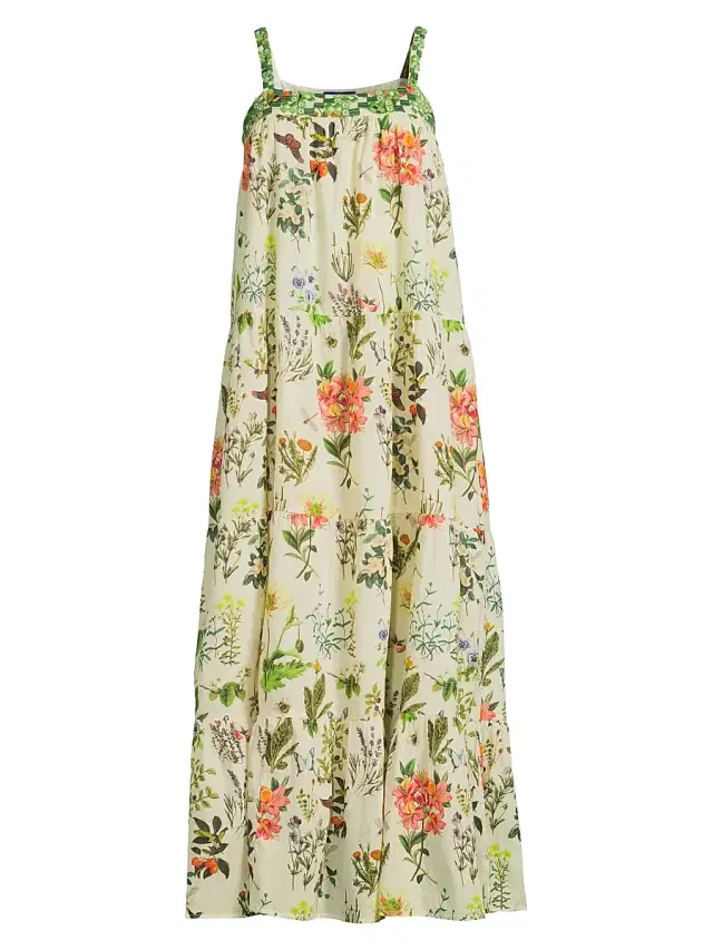 Ro's Garden Women's Natasha Embroidered Cotton Maxi Dress - Botanic Multi