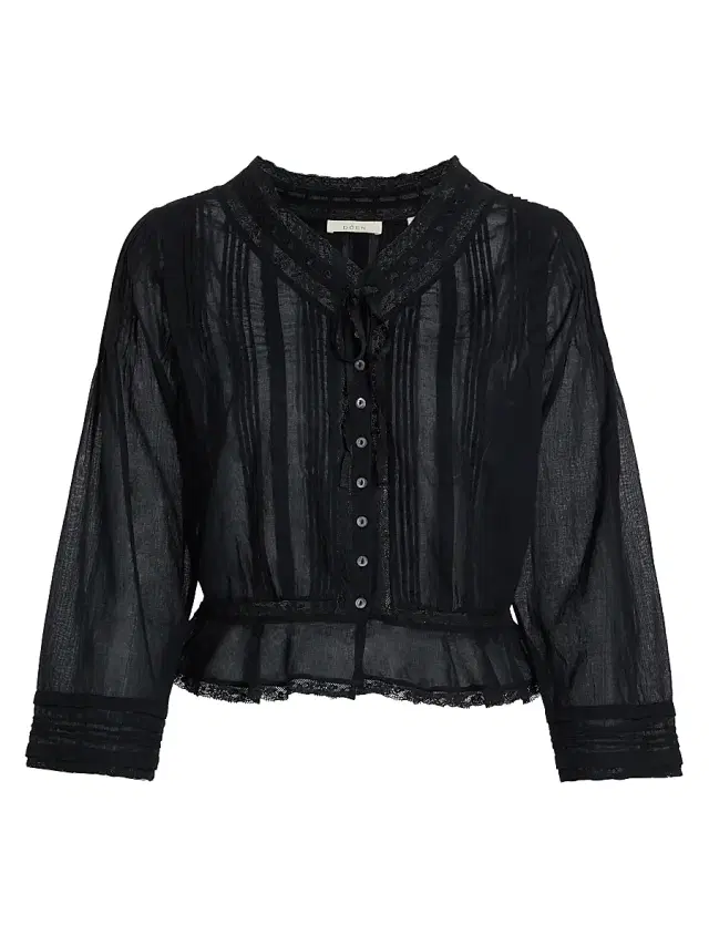 Women's Hillock Lace-Trim Cotton Top - Black Women's Hillock Lace-Trim Cotton Top - Black