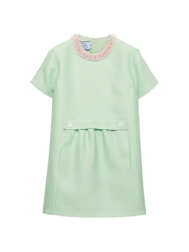 Women's Embroidered Slubbed Gazar Dress - Green