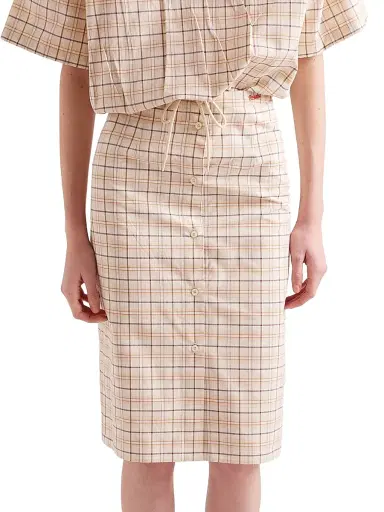 Prada Women's Checked Cotton Poplin Pencil Skirt - Beige Khaki - Size 6 | Thumbnail 2
