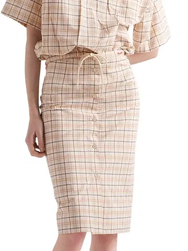 Prada Women's Checked Cotton Poplin Pencil Skirt - Beige Khaki - Size 6 | Thumbnail 4
