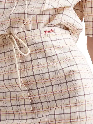 Prada Women's Checked Cotton Poplin Pencil Skirt - Beige Khaki - Size 6 | Thumbnail 5