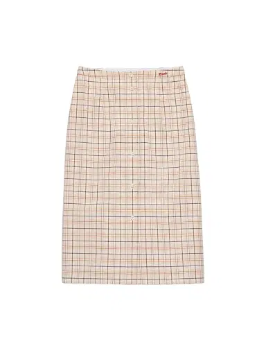 Prada Women's Checked Cotton Poplin Pencil Skirt - Beige Khaki - Size 6 | Thumbnail 1