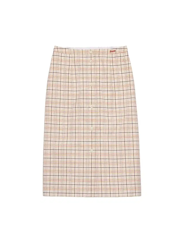 Prada Women's Checked Cotton Poplin Pencil Skirt - Beige Khaki