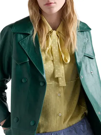Prada Women's Polka-Dot Satin Shirt - Yellow - Size 4 | Thumbnail 5 Prada Women's Polka-Dot Satin Shirt - Yellow - Size 4 | Thumbnail 5