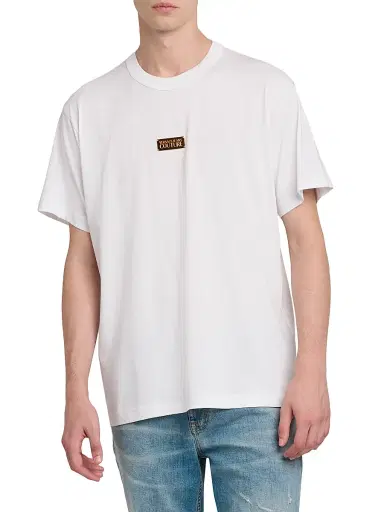 Versace Jeans Couture Men's Logo Hardware T-Shirt - White Gold - Size Small | Thumbnail 3