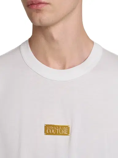 Versace Jeans Couture Men's Logo Hardware T-Shirt - White Gold - Size Small | Thumbnail 6