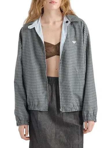 Prada Women's Checked Poplin Jacket - Grey - Size 6 | Thumbnail 2 Prada Women's Checked Poplin Jacket - Grey - Size 6 | Thumbnail 2
