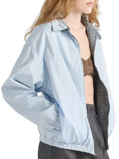 Prada Women's Checked Poplin Jacket - Grey - Size 6 | Thumbnail 3 Prada Women's Checked Poplin Jacket - Grey - Size 6 | Thumbnail 3
