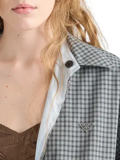 Prada Women's Checked Poplin Jacket - Grey - Size 6 | Thumbnail 5 Prada Women's Checked Poplin Jacket - Grey - Size 6 | Thumbnail 5