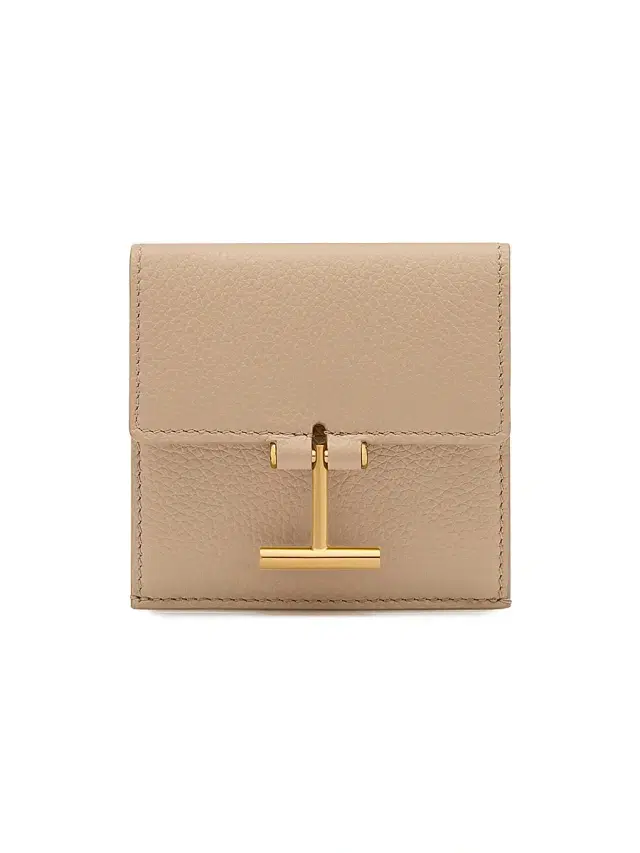 TOM FORD Women's Tara Logo Leather Card Holder - Light Beige