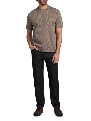 Emporio Armani Men's Logo Chevron Cotton Jersey T-Shirt - Morel Laurel | Thumbnail 2
