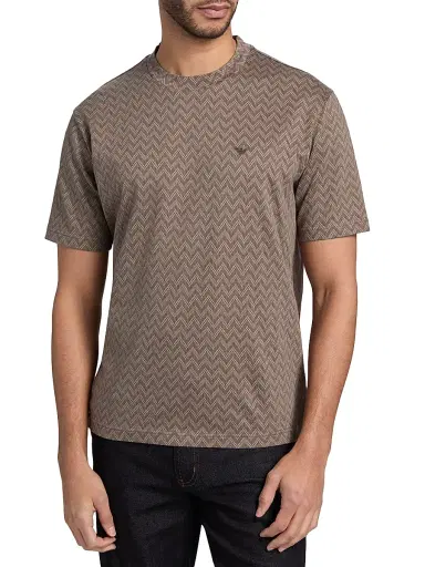 Emporio Armani Men's Logo Chevron Cotton Jersey T-Shirt - Morel Laurel | Thumbnail 3