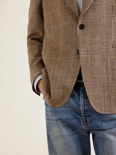 Zegna Houndstooth Linen, Silk and Wool-Blend Blazer - Men | Thumbnail 5 Zegna Houndstooth Linen, Silk and Wool-Blend Blazer - Men | Thumbnail 5