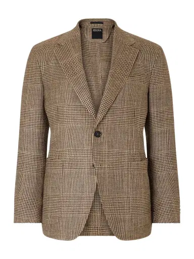 Zegna Houndstooth Linen, Silk and Wool-Blend Blazer - Men | Thumbnail 1 Zegna Houndstooth Linen, Silk and Wool-Blend Blazer - Men | Thumbnail 1