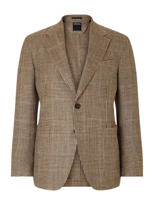 Zegna Houndstooth Linen, Silk and Wool-Blend Blazer - Men