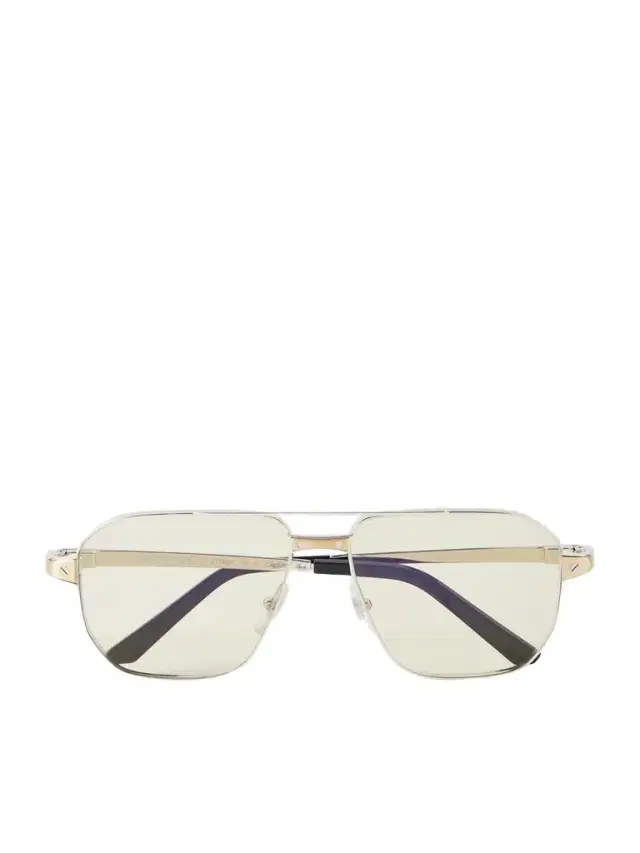Cartier Eyewear Santos Aviator-Style Silver-Tone Sunglasses - Men