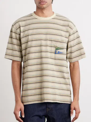 KAPITAL Logo-Appliquéd Striped Cotton-Jersey T-Shirt - Men | Thumbnail 3