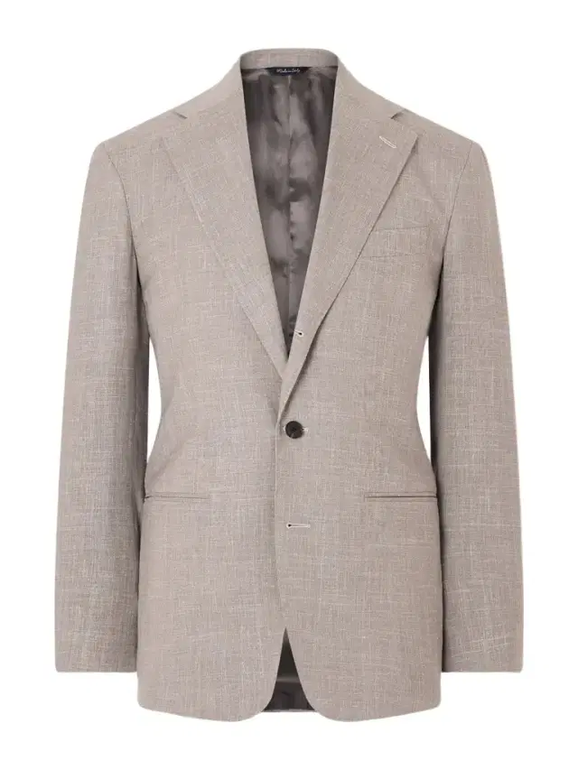 Slim-Fit Basketweave Wool, Silk and Linen-Blend Blazer - Men